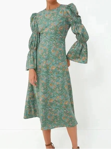 Tuckernuck Hyacinth House Medium Olga Tie Back Vintage Floral Midi Dress